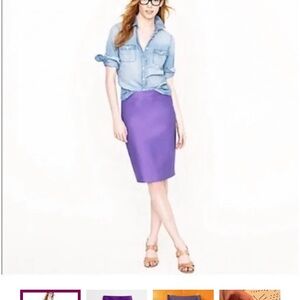 J. Crew Purple Wool Pencil Skirt 00